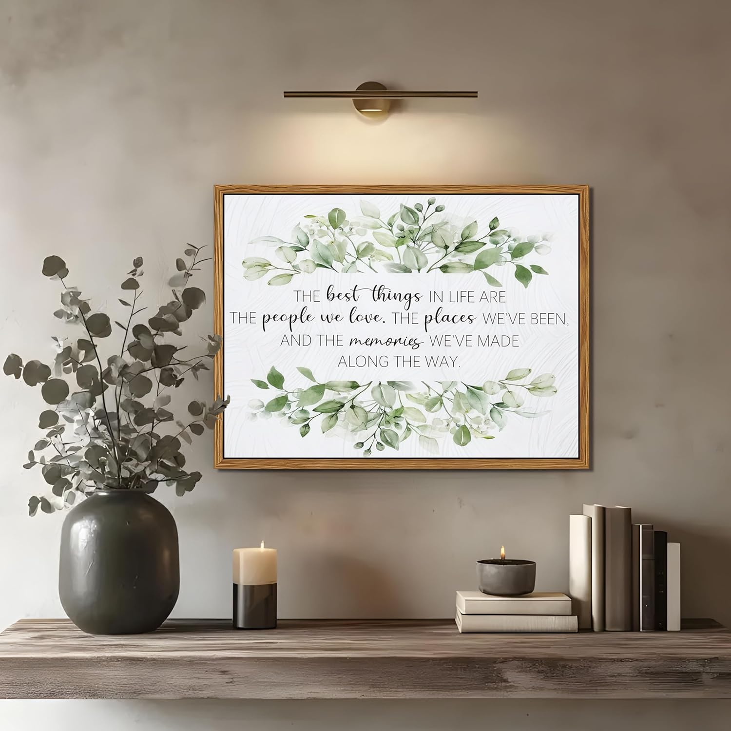 Dytila ​​Floating Framed Sage Green Wall Art, Bathroom Picture Wall Decor, Inspirational Scripture Painting, Botanical Canvas Print, Olive Green Artwork for Office, Living Room, Bedroom 12x16 Inch