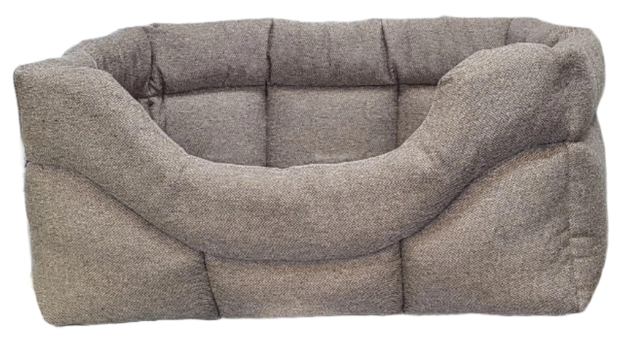 P&L Country Dog Beds High-Sided Orkney Tweed Rectangular Dog Bed, In 4 colours and 3 sizes (Brown, Jumbo)