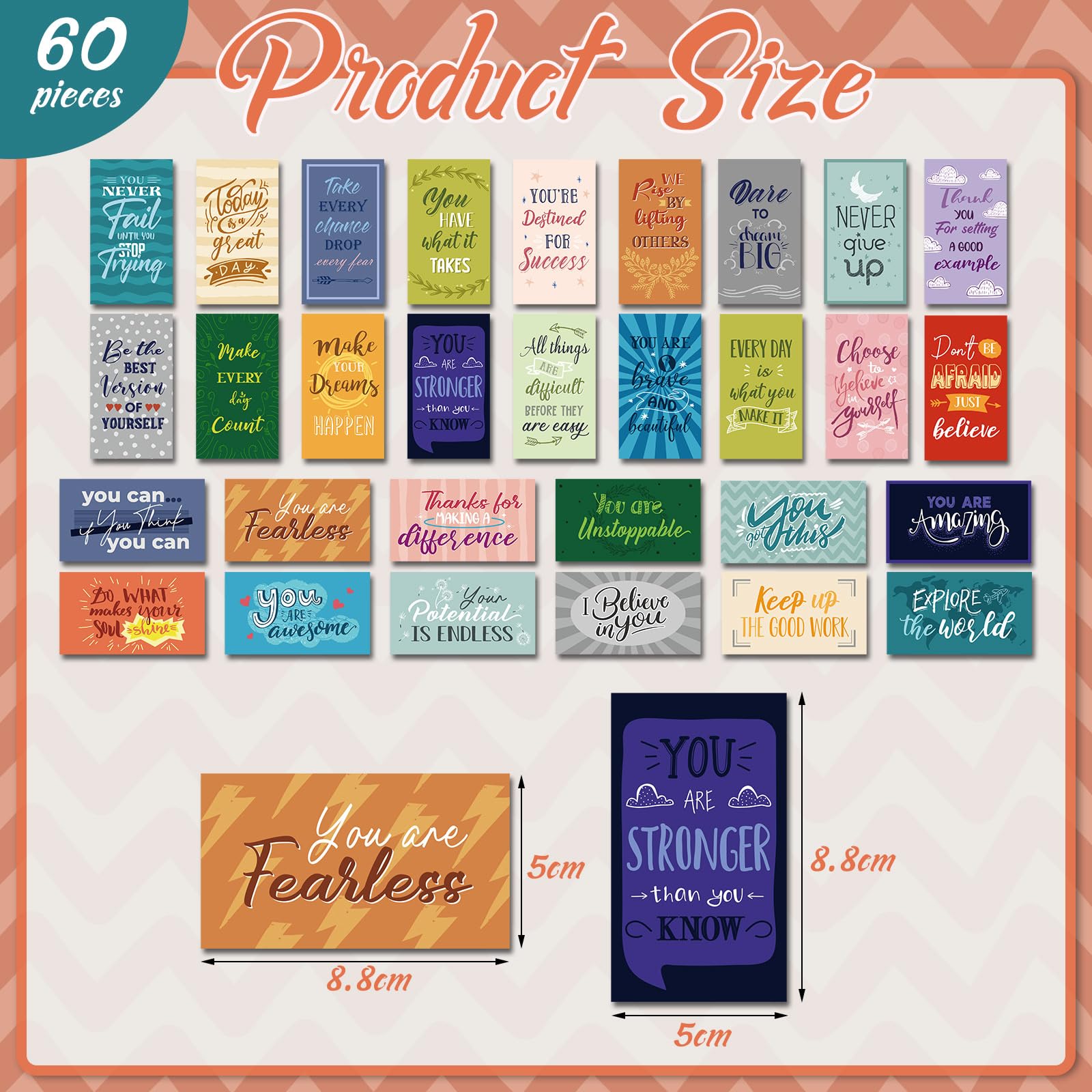 Xuhal 60 Pcs Inspirational Magnets Bulk Rectangle Positive Affirmation Magnets Decals Decorative Inspiring Quotes Fridge Magnetic Stickers for Adults Students Team Motivational Gifts (Classic)