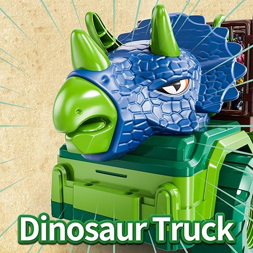 Miniatura 8 de Juguetes de dinosaurio para niños de 3 a 5 años, juego de camión de transporte de dinosaurios con 8 figuras de dinosaurio y tapete de juego, regalo