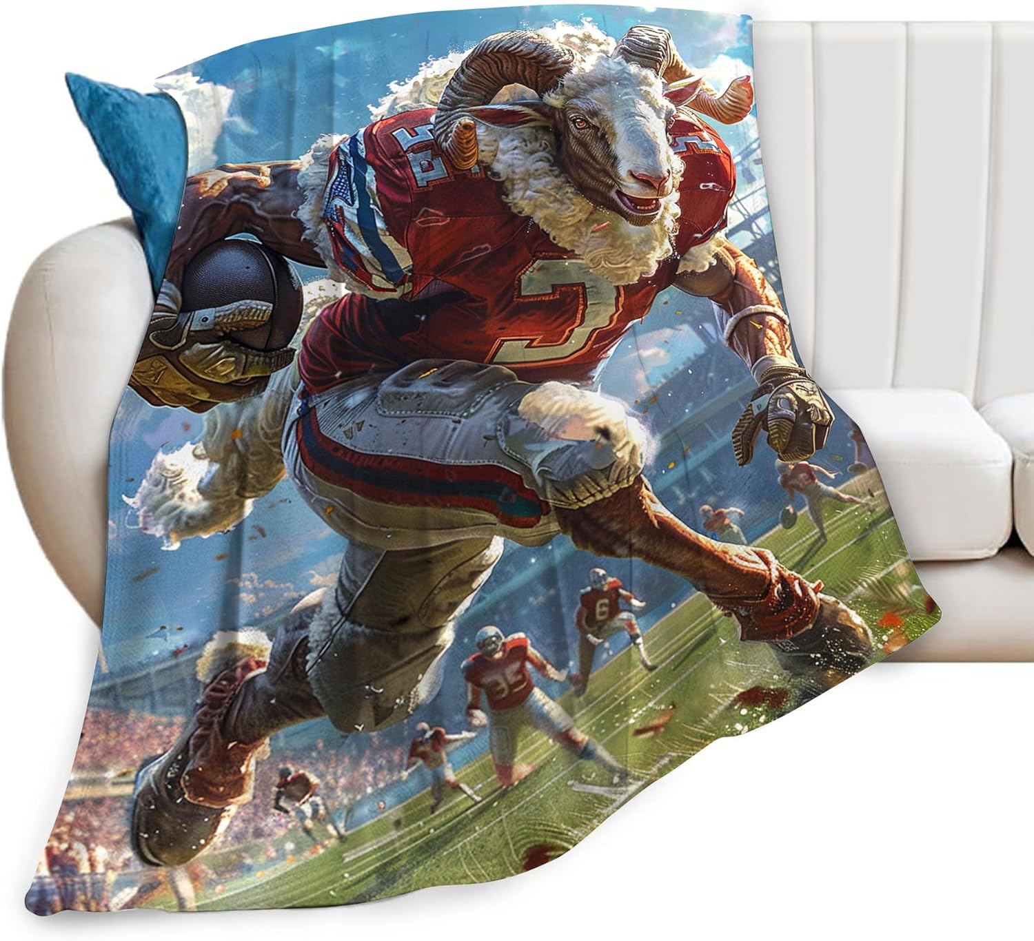 Football Blanket Goat and Football Throw Blanket Football
