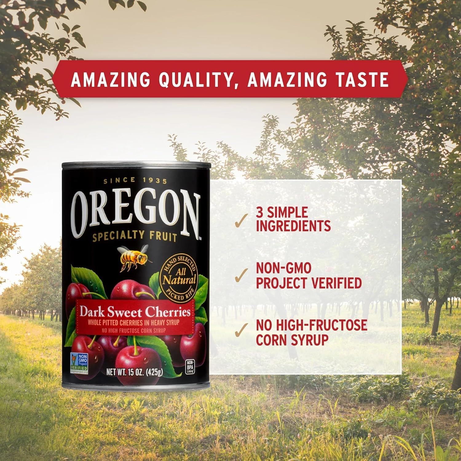 Oregon Specialty Fruit, Dark Sweet Cherries, Pitted, All-Natural,15 Ounce (Pack of 3)