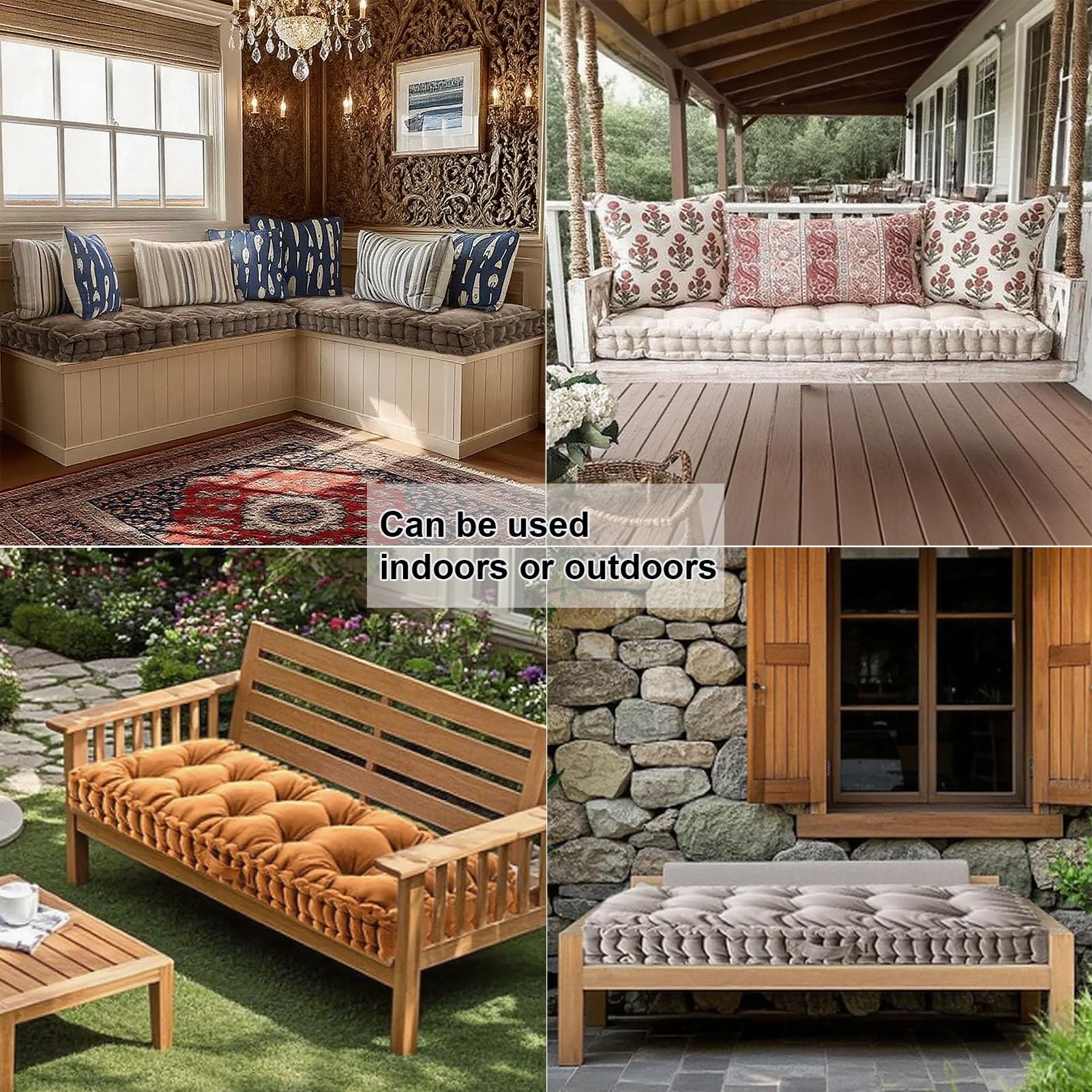 SoftBench Cush - Alfombrilla para asiento de jardín, 160 x 60 cm, color gris, ideal para terraza y alféizar de ventana