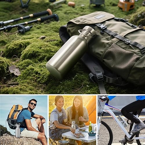 Miniatura 7 de Volhoply Botella de agua de 20 onzas sin aislamiento, de una sola pared, botellas de agua reutilizables de acero inoxidable con asa, sin BPA y sin