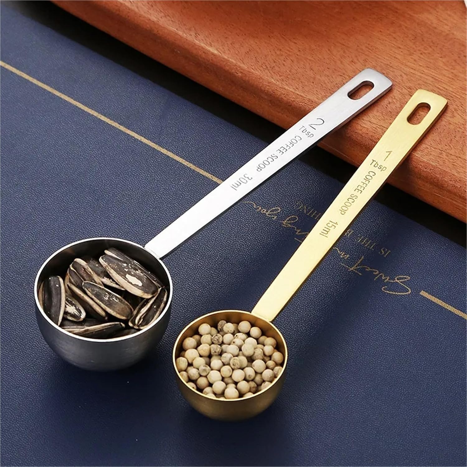 Coffee Scoop 3pcs Stainless Steel Measuring Spoon Milk Powder 15/30ML Kitchen Baking Coffee Bean(Black 30g)