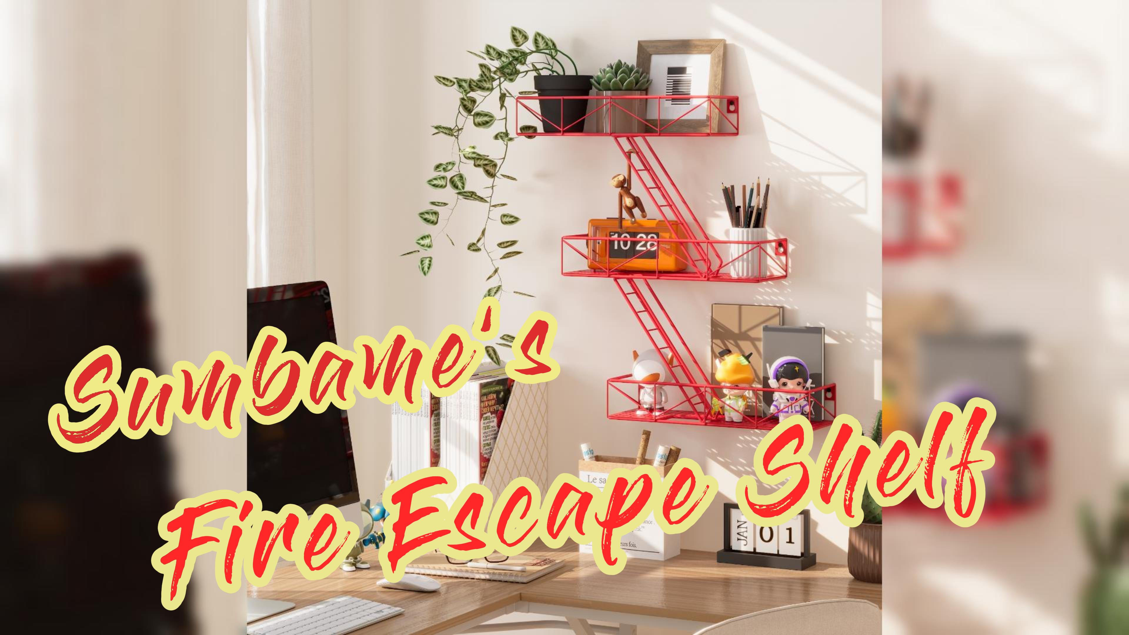 Estante De Pared Con Forma De Escalera De Incendios - Metal, 3 Niveles, Diseño único, Para Decoración Y Almacenamiento