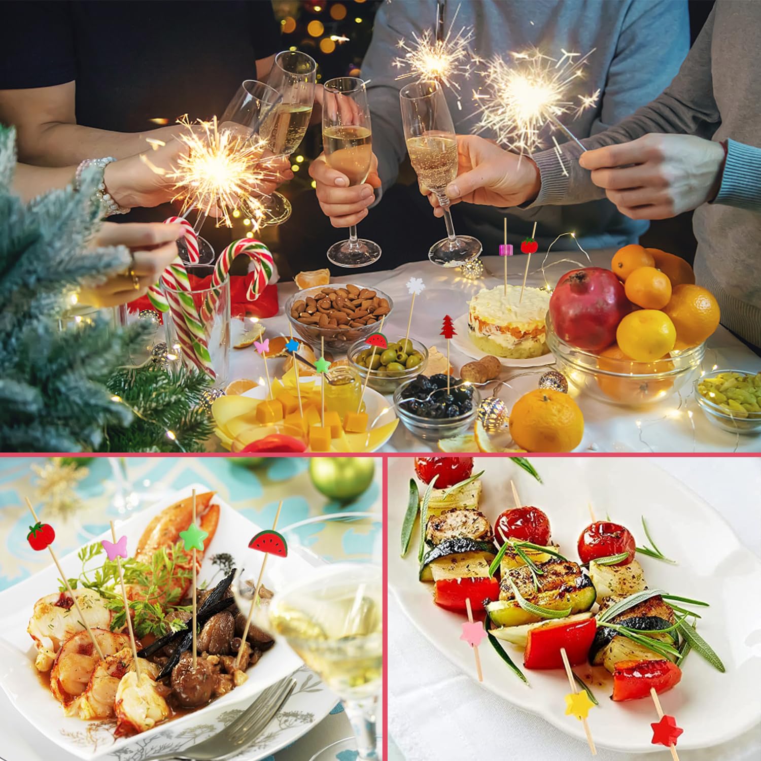100 Stuzzicadenti In Legno Per Cocktail E Antipasti - Spiedini Per Festa, Barbecue, Panini, Snack, Lunghezza 12-13 Cm - 4