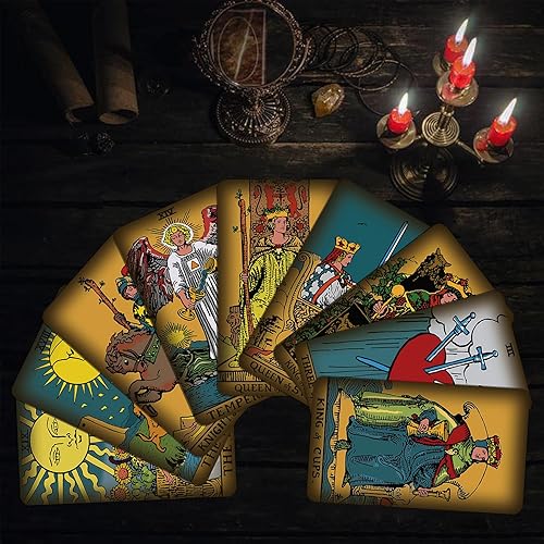 Miniatura 4 de Smoostart 78 cartas de tarot holográficas con guía (idioma español no garantizado), baraja de cartas de tarot clásicas para principiantes y