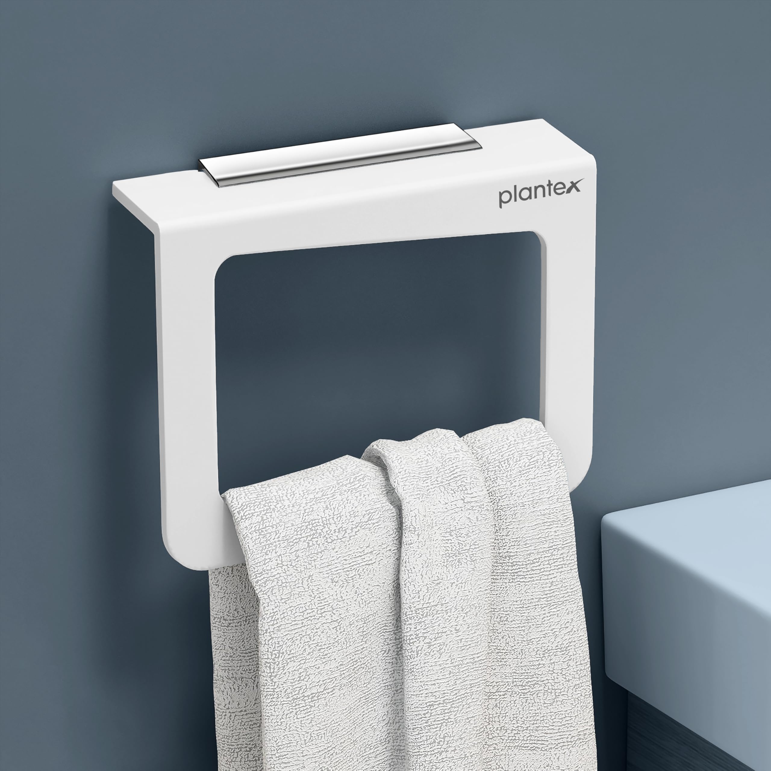 Plantex Acrylic Towel Holder for Bathroom/Napkin Hanger for Wash Basin/Hand Towel Hanger/Kitchen/Bathroom Accessories - (Square-White)-image-32