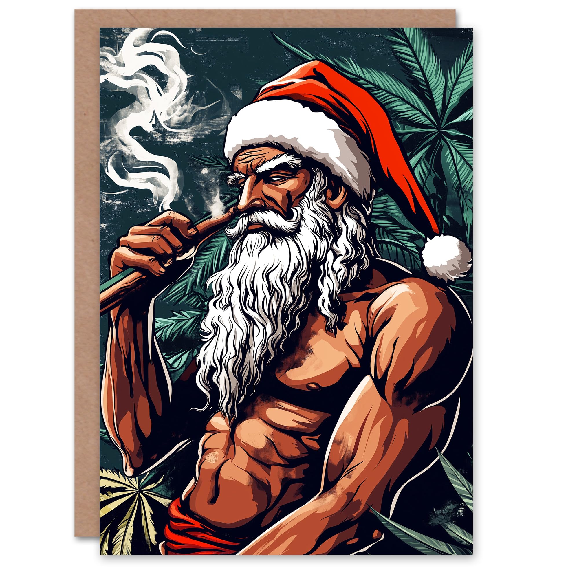 Artery8 Fit Rastafarian Santa Claus Conceptual Art Blank For Him Or Her Art Xmas Festive Christmas Card