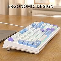 Vista 3 de MageGee Teclados cremosos, teclado clásico K2 con cable RGB retroiluminado 104 teclas, teclado ergonómico impermeable, teclados de PC