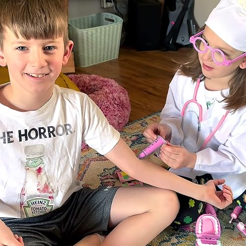 Miniatura 7 de Kit médico duradero para niños, 27 piezas de lujo juego médico de juguete con estetoscopio real, kit médico para niños pequeños y niñas de 3, 4, 5,