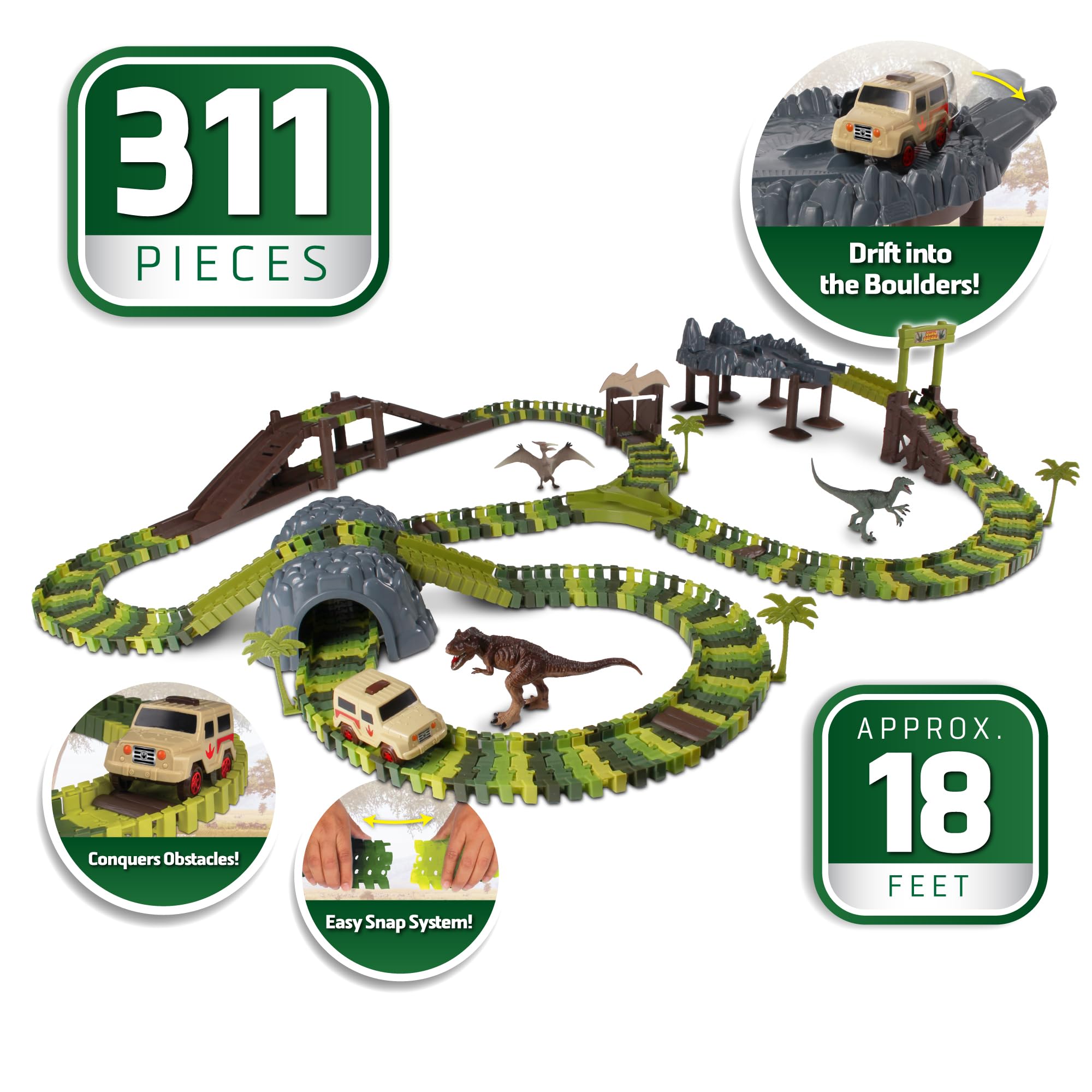 Amazon.com: NKOK WowWorld Dino Safari Track Set 311-PC Deluxe B/O