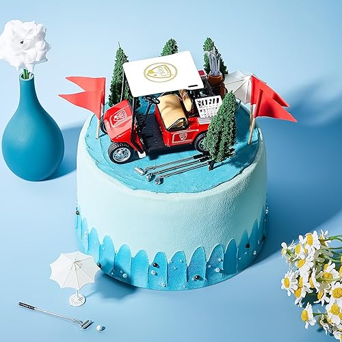 Miniatura 4 de Leitee 21 piezas de decoración de pastel de golf, decoración de pastel de golf, incluye mini carrito de golf, juguete de bandera roja, pelota de