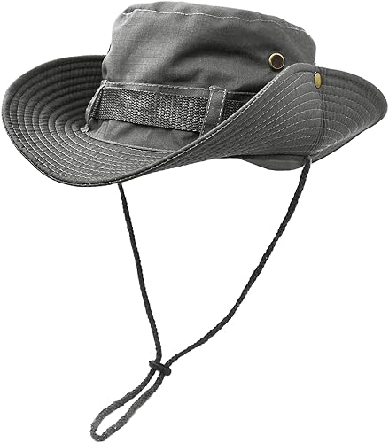 Miniatura 7 de Sombrero de ala ancha para exteriores, doble capa clásica de combate de Estados Unidos, estilo arbusto, selva, para pesca, caza, campamento