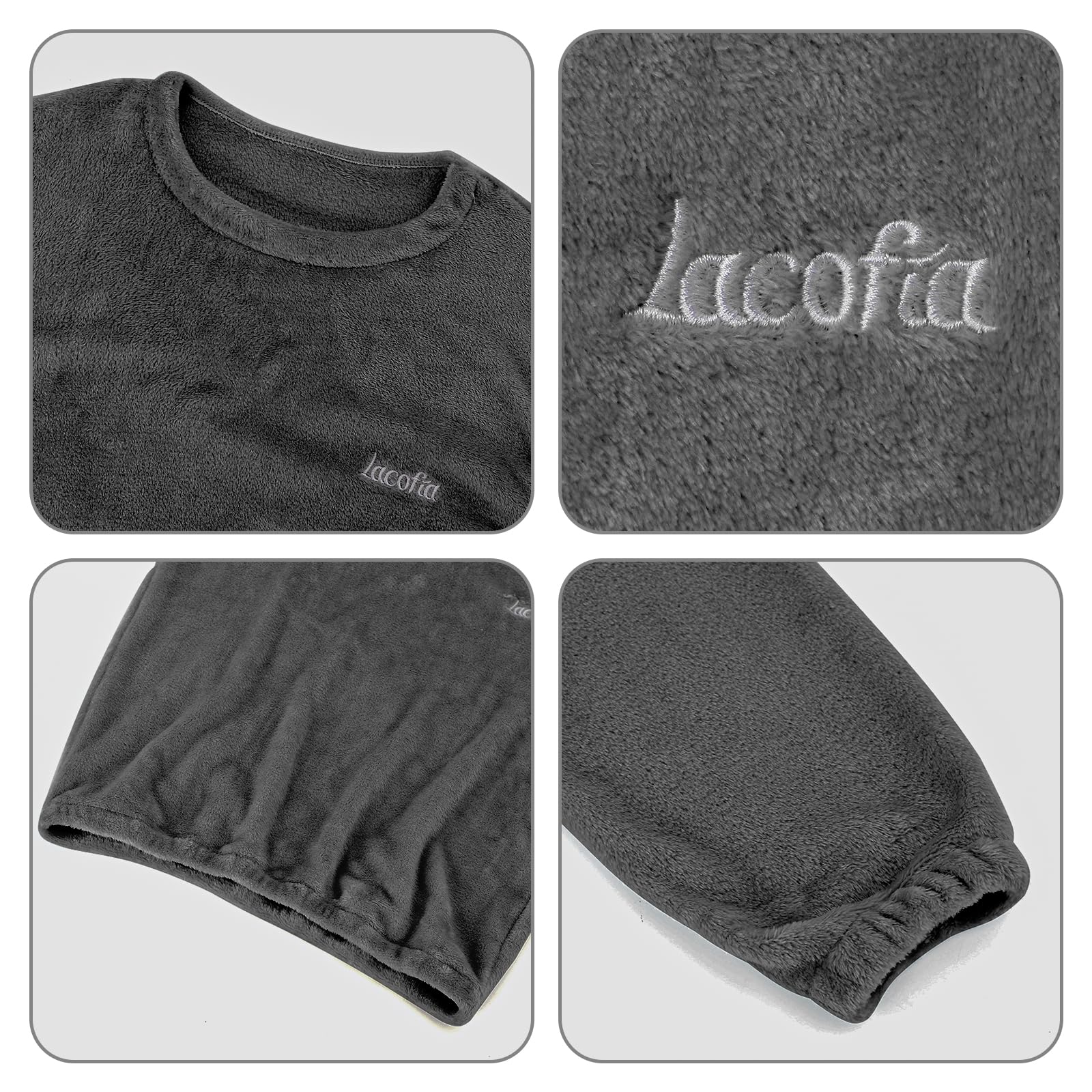 LACOFIA Pigiami Due Pezzi da Bambini e Ragazzi Pigiama Set Invernale di Caldo Pile Abbigliamento da Notte a Maniche Lunghe Bimbo