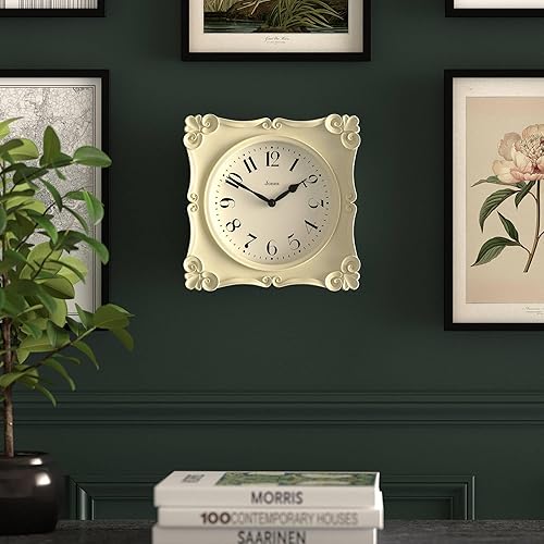 Miniatura 3 de JONES CLOCKS Rialto - Reloj de pared  Diseño tradicional de pergamino  10 pulgadas  Crema  Estilo clásico contemporáneo, ideal para cocina, sala de