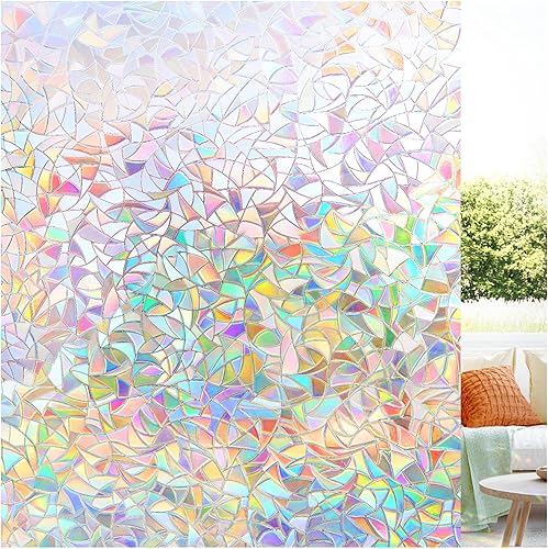 LUTE Película de privacidad para ventana, película de vidrieras, cubierta de vinilo estático para ventana, bloqueo de luz solar, bloqueo UV,