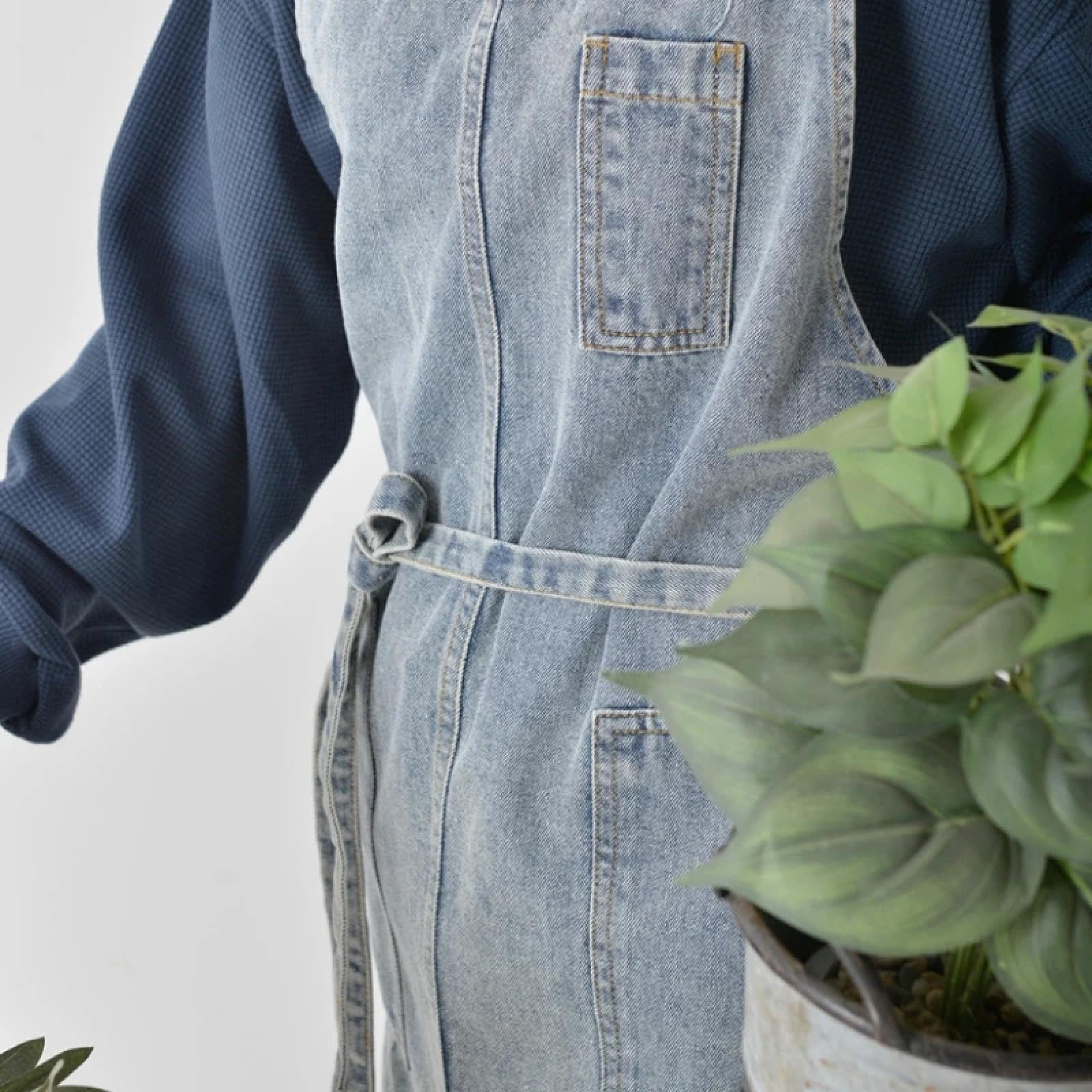 Cuisine Tablier Apron Toile De Coton Épaissie Denim Tablier Tache Résistant Ménage Cuisine Travail Uniforme Bavoir Taille Chef Barman Travail