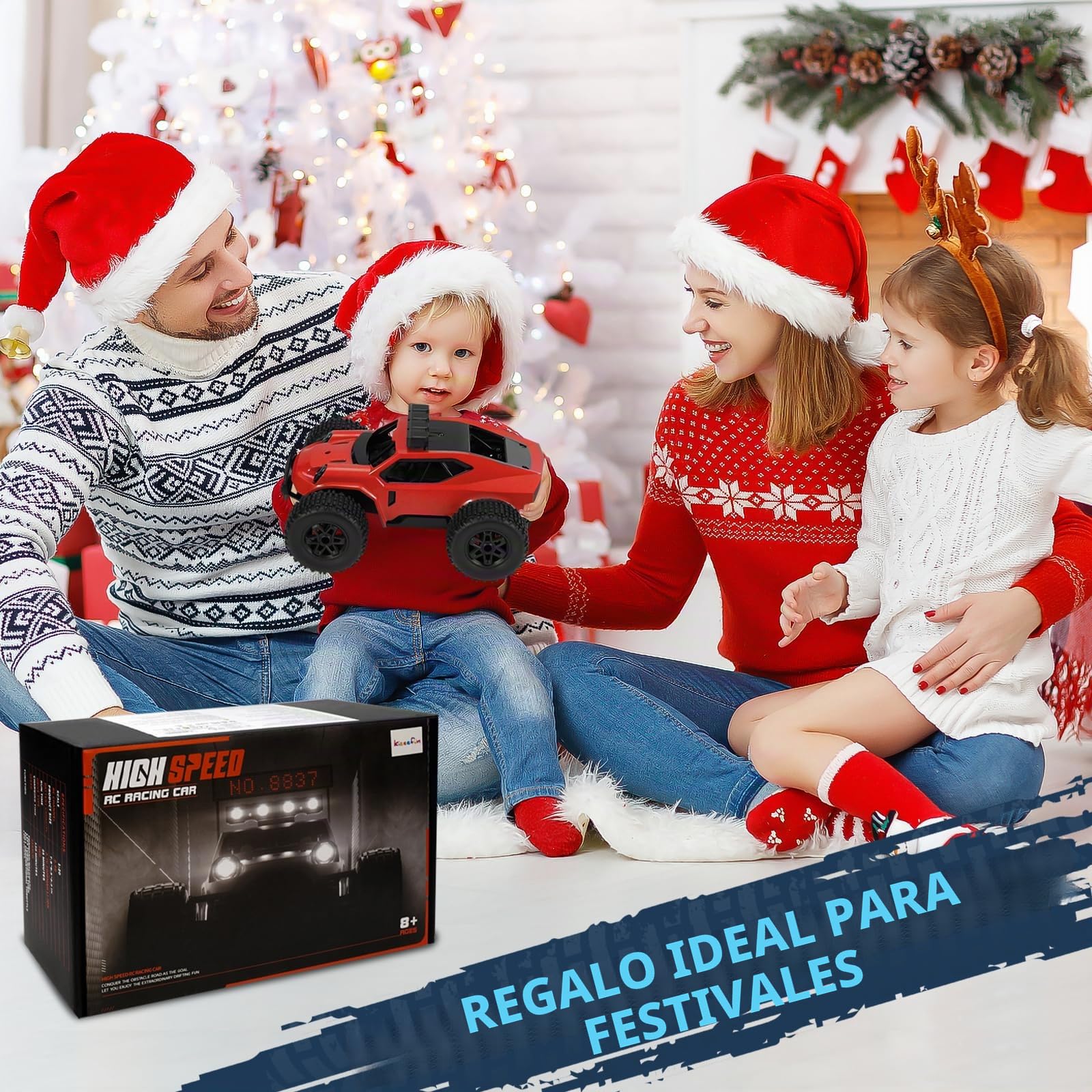 Kizeefun Coche teledirigido, 2,4 GHz 1/20 RC Auto Todoterreno 20 km/h Todos los terrenos, Juguete eléctrico, Coche Todoterreno RC con 2 baterías de reproducción y Faros LED Regalo Pascua para niños
