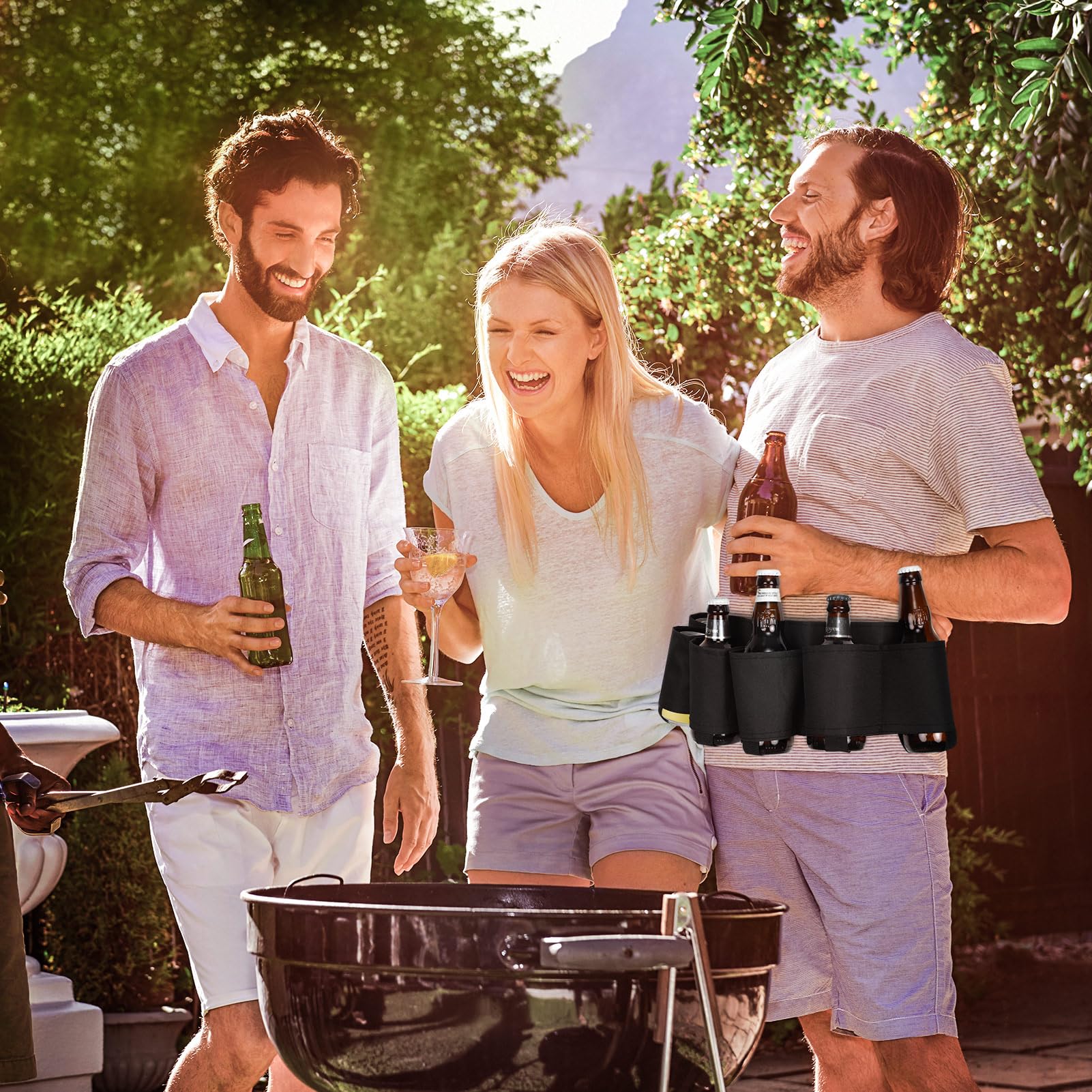 Biergürtel Portable Trinker Bierhalter Gürtel kann 6 Getränke Bier Getränkedosengürtel Festival Zubehör geeignet für Vatertag Geburtstag Oktoberfest Weihnachten