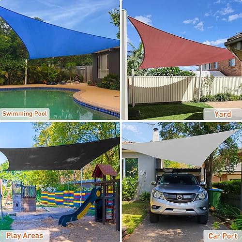 Miniatura 6 de Artpuch Toldo parasol tipo vela rectangular de 6.75 ozm, para patio al aire libre, 6.54 ozm, para patio trasero, jardín y parque infantil