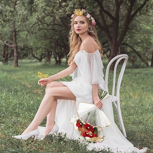 Miniatura 5 de 163 piezas de accesorios para ramo de flores, incluye papel de regalo de flores, cabeza de diamante, alfileres rectos, mini corona, decoración de