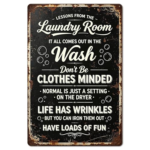 GLOBLELAND Laundry Room Quote Metal Tin Sign 12x8 inch |
