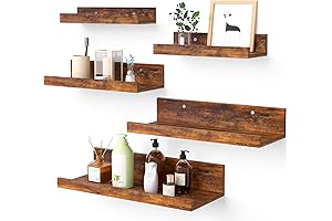 Rustic Oak Floating Wall Display Shelves: Upscale Your Home Decor with Graceful Style
