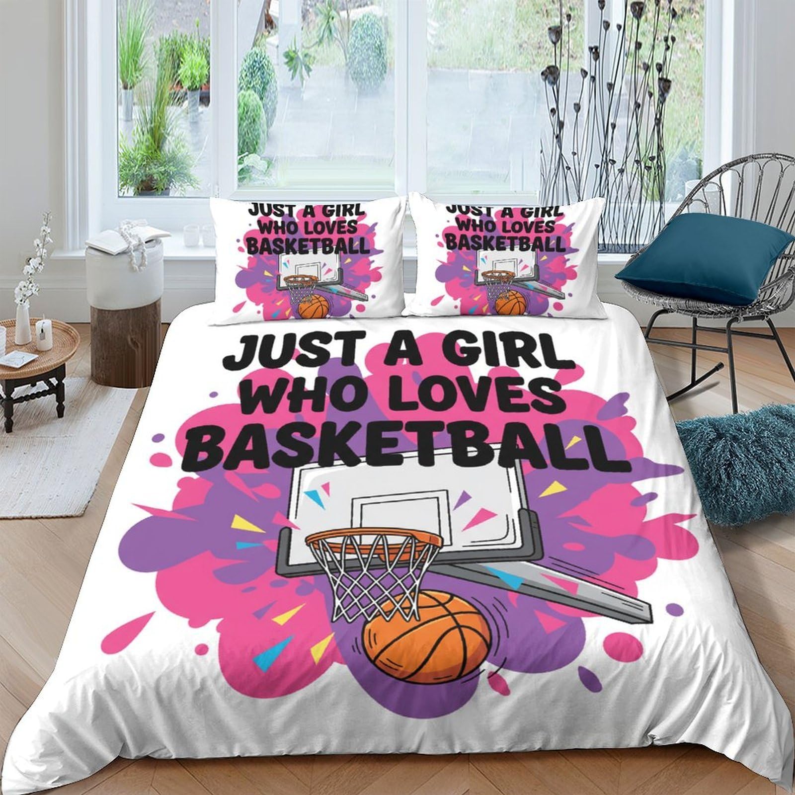 Ctjqhvkz Girls Style-5 3D Printed Basketball Hoop Fitted Sheet Microfiber Soft Decorative Bed Cover For Bedroom Dorm Decor Single（135X200cm）