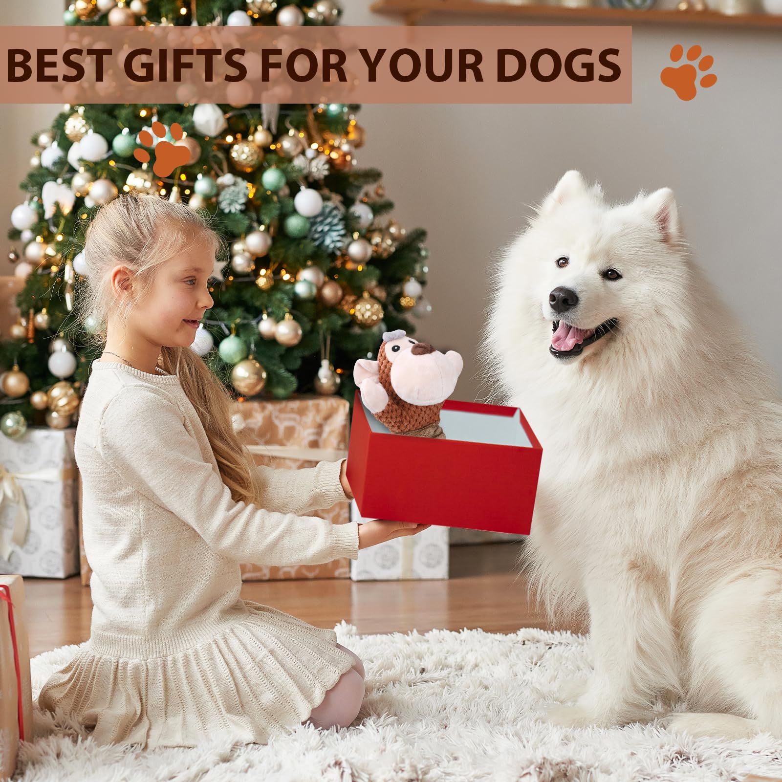 Letsmeet Juguetes para perros medianos y grandes, juguetes de peluche para perros con papel arrugado y chirriador, juguetes interactivos para dentición, reducir el aburrimiento, regalo para mascotas