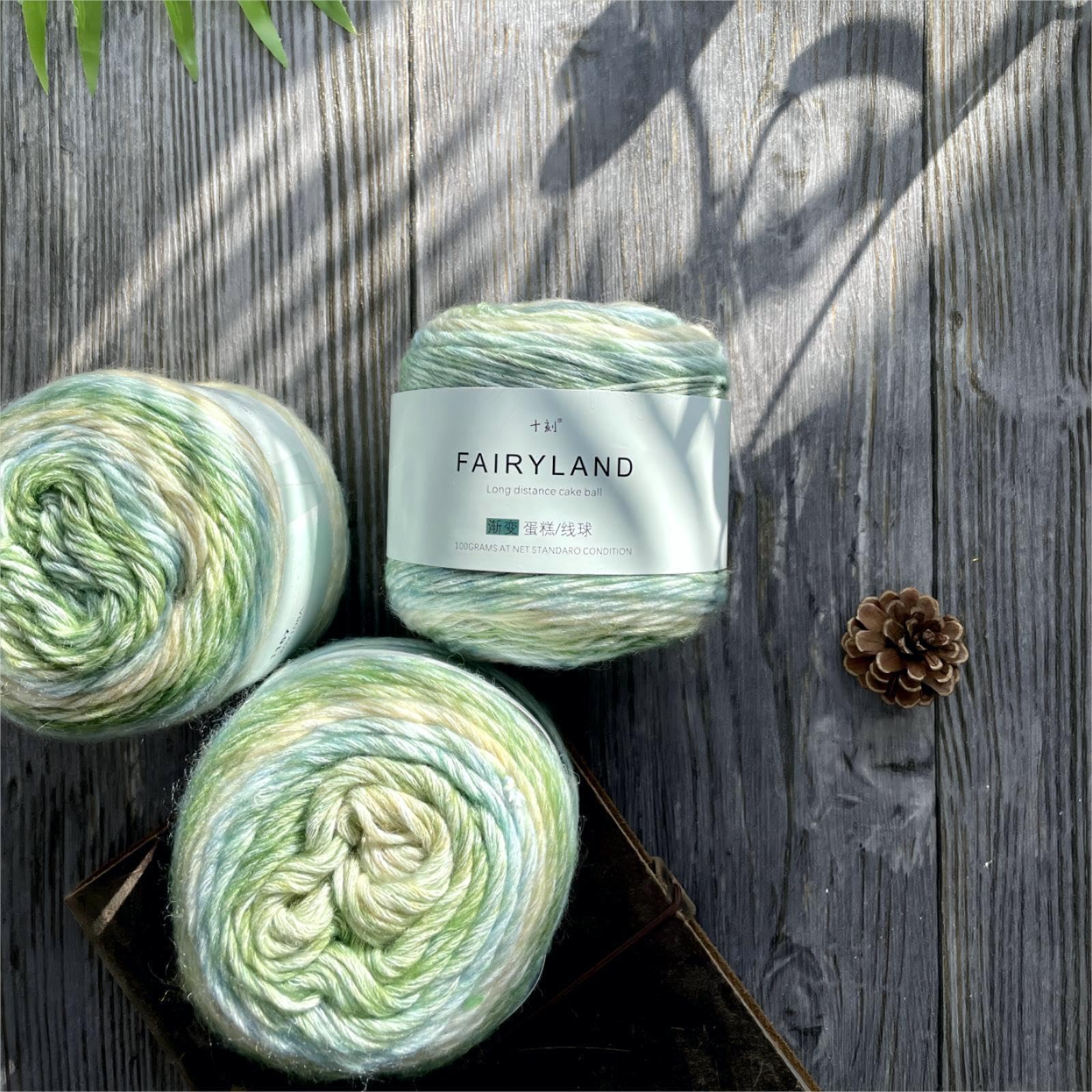 Lerchiyar Gradient Cake Yarn Multicolor Fairyland Rainbow Yarn, 2-Pack 60% Cotton 30% Acrylic 10% Wool,Multicolor Crochet Knitting Yarns (67)