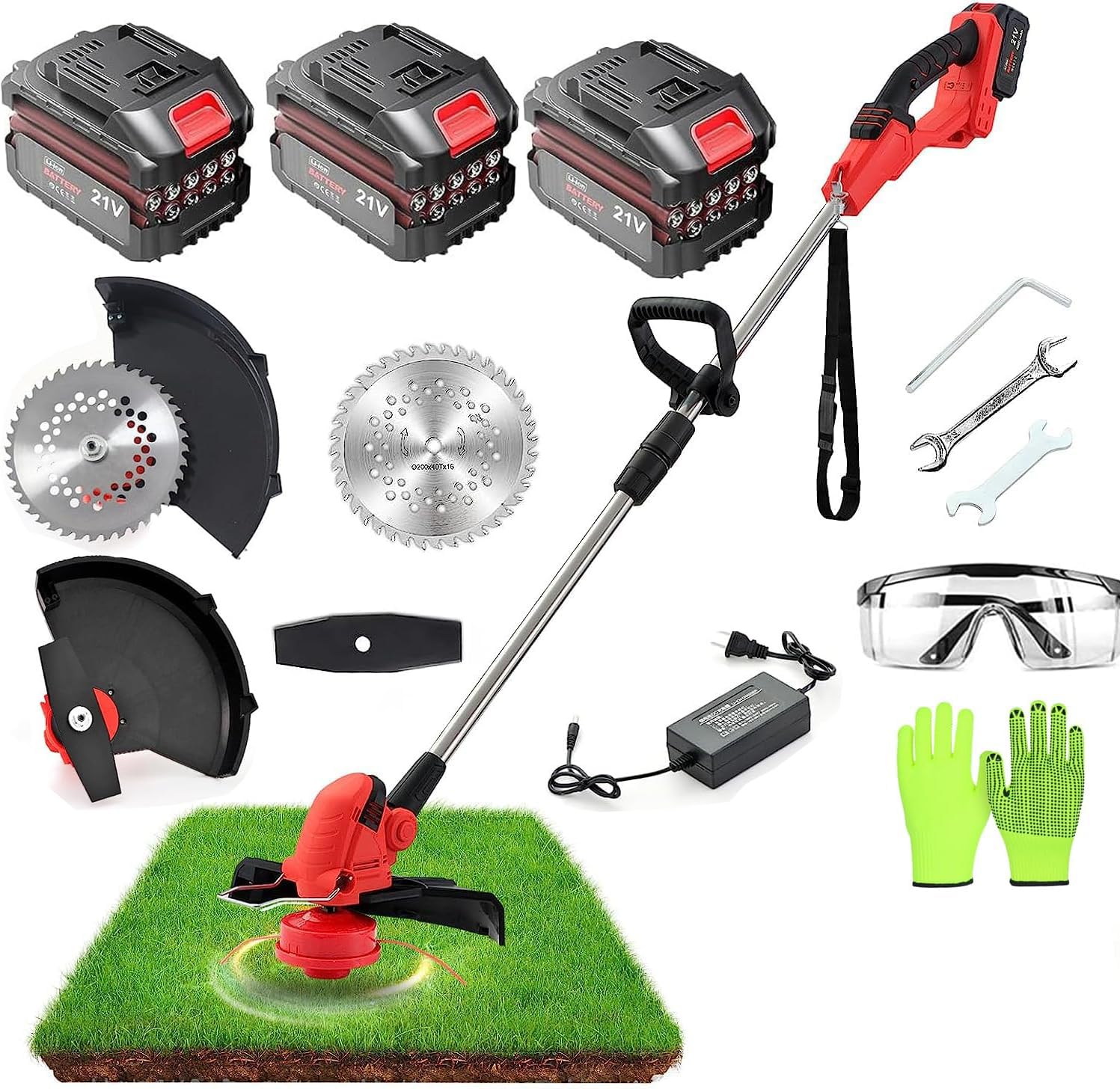 Weed Eater, Electric Weed Eater with 3PCS 21V 4.0Ah Lithium Batteries, Battery Powered Weed Wacker, Battery Powered Weed Eater, 3-in-1 Cordless Grass Trimmer/Edger Lawn Tool