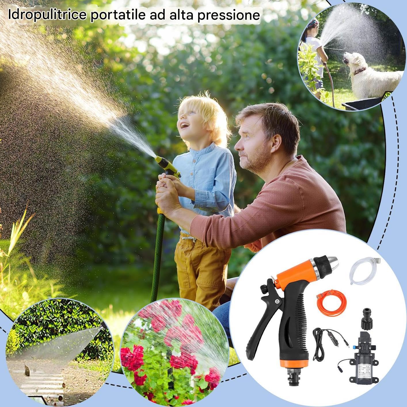 Lavapressione Portatile per Auto Pulitrice Auto Portatile Potente | Macchina Per Pulizia Silenziosa Per Manutenzione Veicoli Con Arresto Automatico per Barche, Pavimenti, Recinzioni, Terrazze,