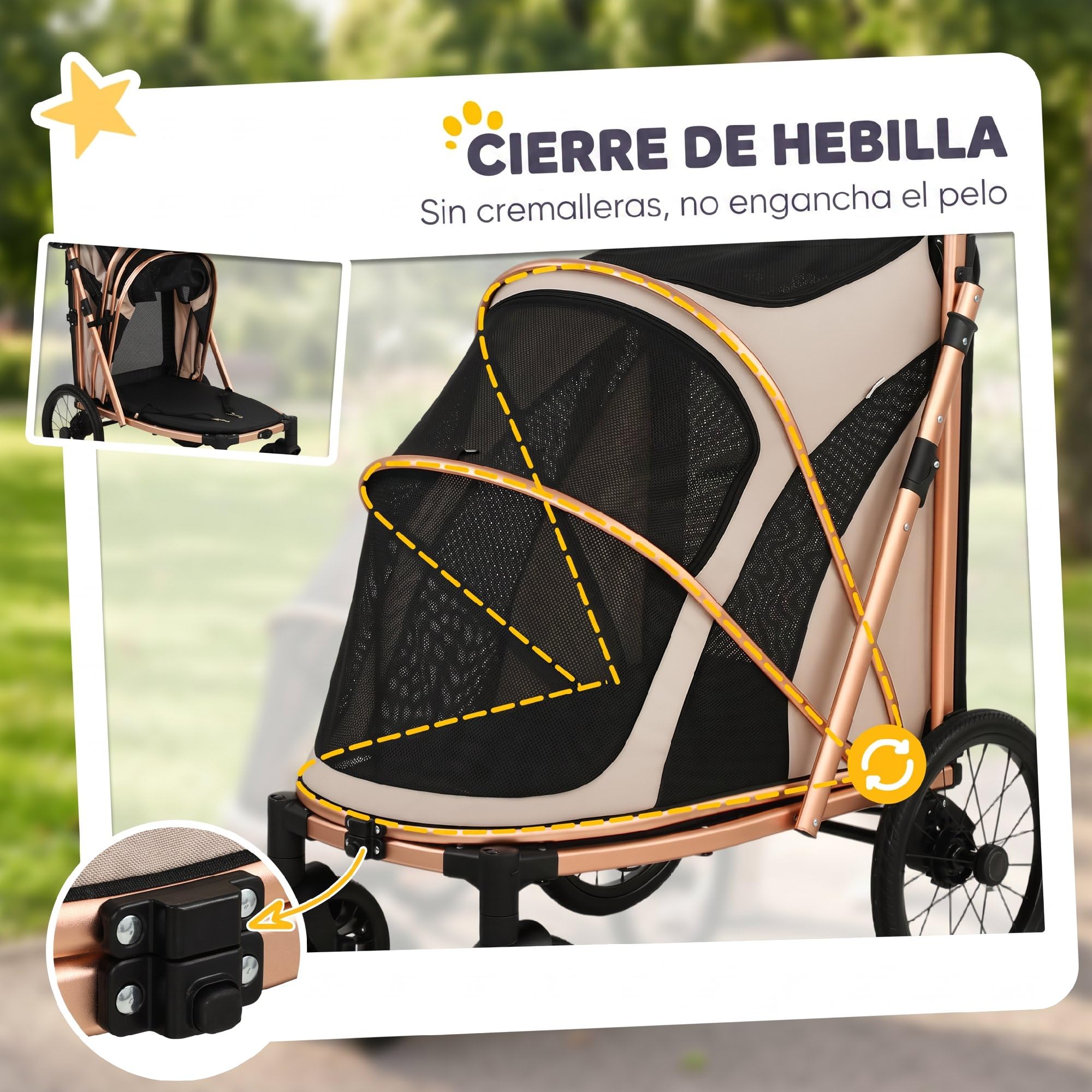 PawHut Carrito para Perros Plegable hasta 20 kg Marrón Claro