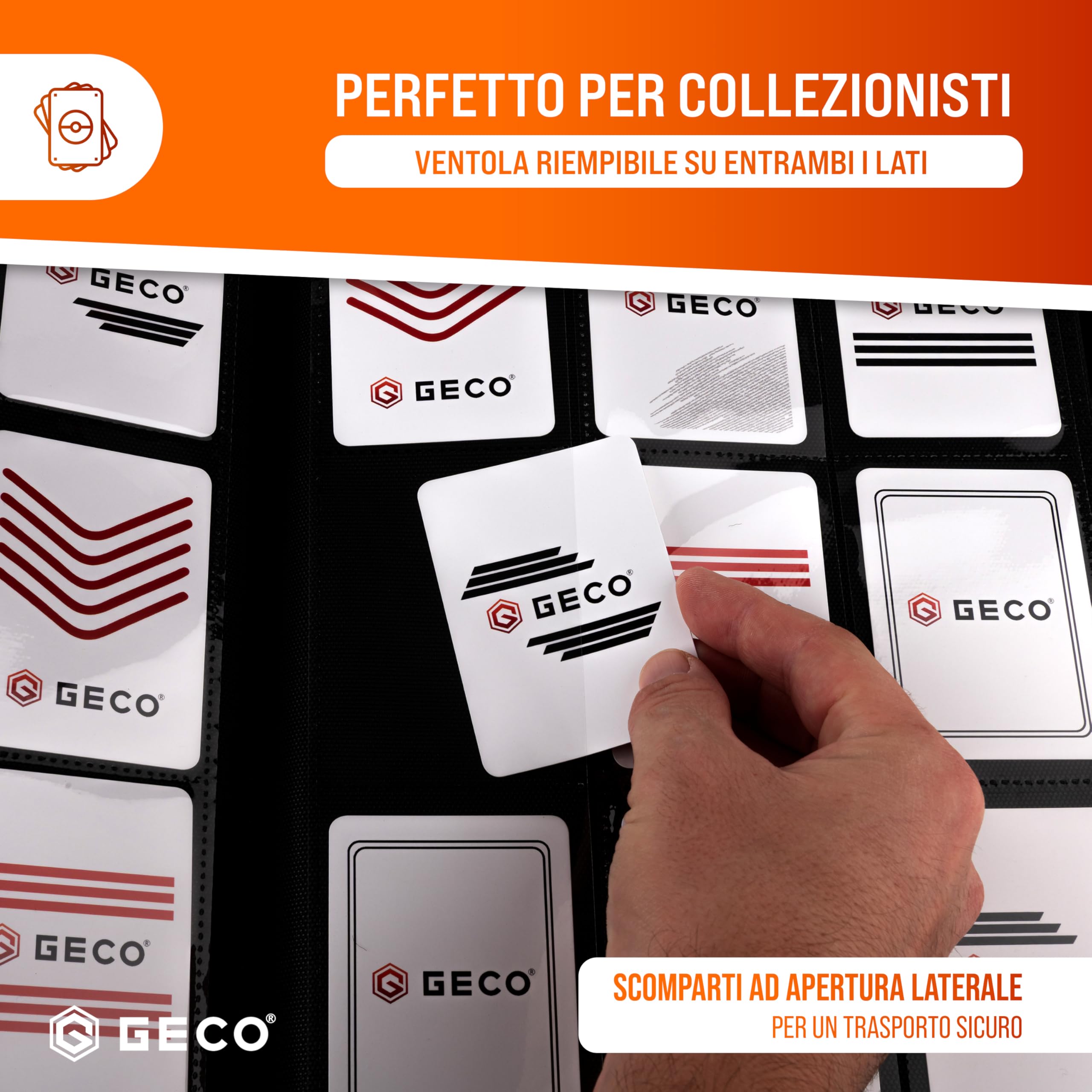 GECO Album Carte Collezionabili 9 Tasche Premium con Cerniera – 540 Carte – Raccoglitore 30 Pagine Caricamento Laterale – Binder Trading Cards (Nero)