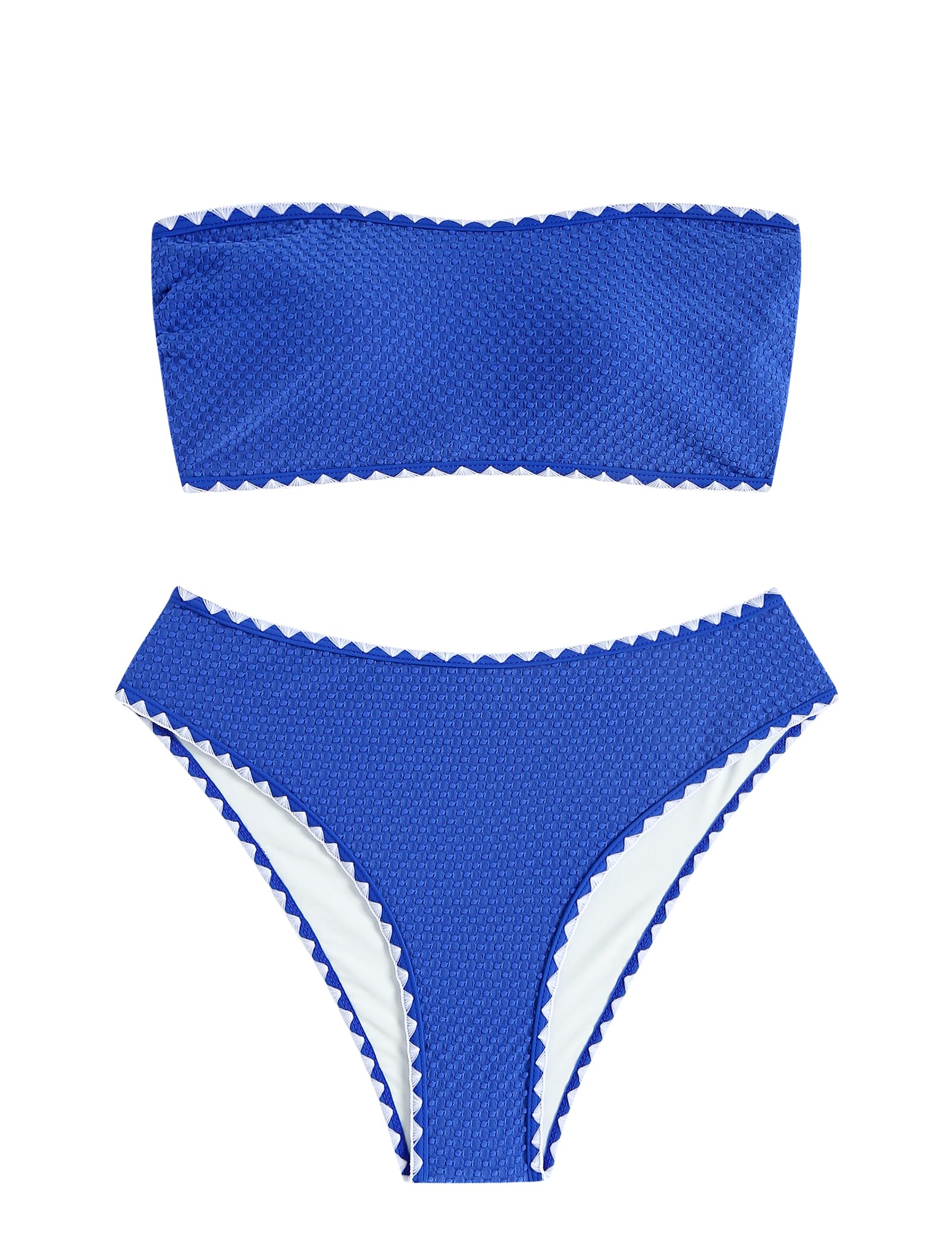 ZAFUL Women's High Cut Bandeau Bikini Set Strapless 2 Pieces Bathing Suit