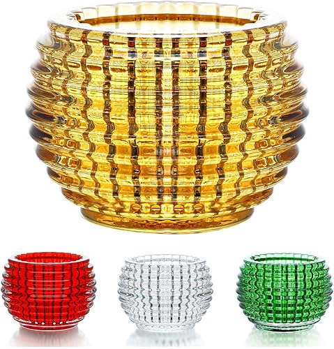 Portavelas de cristal ámbar, candelabro votivo de cristal cálido para centro de mesa, decoración de fiesta de boda, decoración del hogar del día de