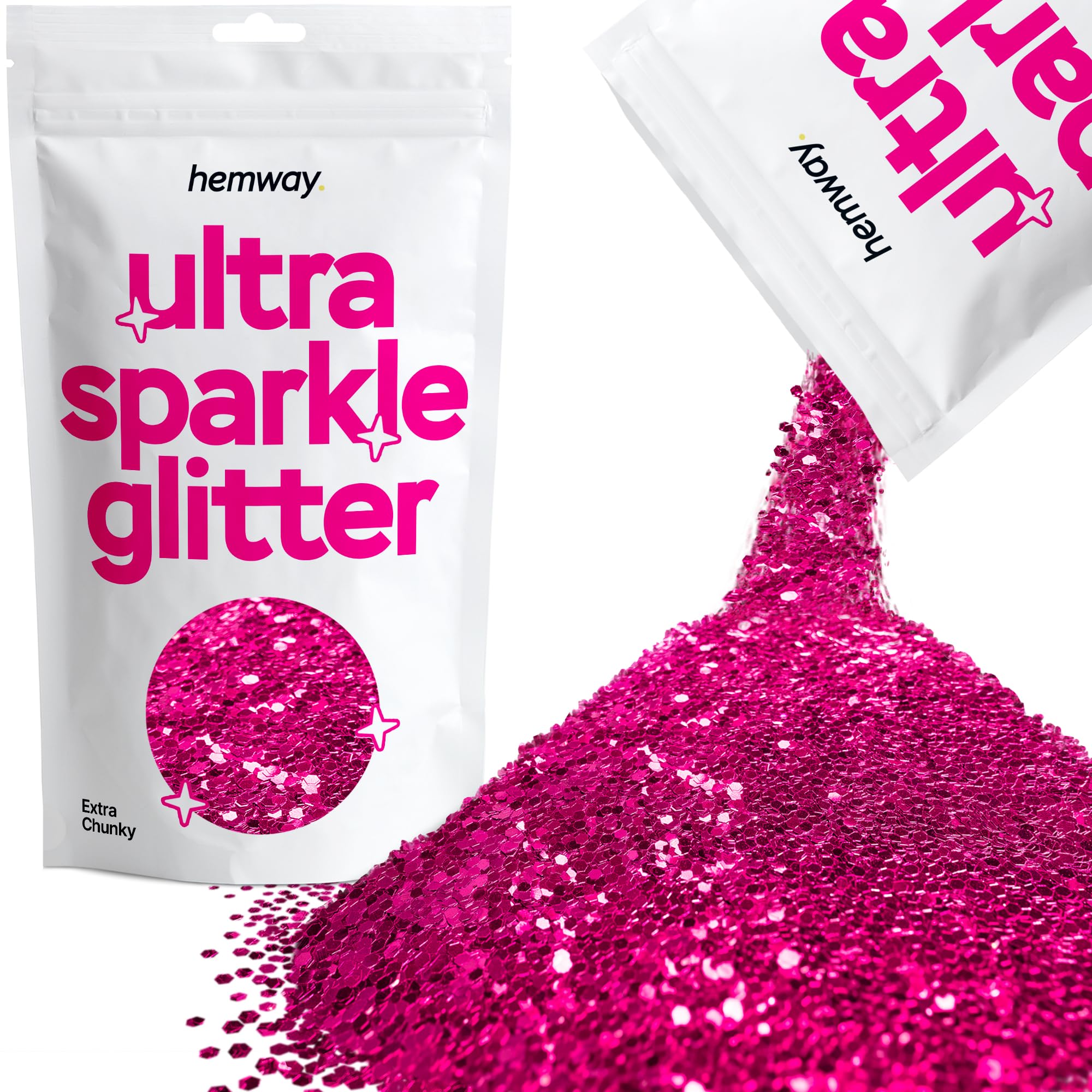 Hemway Ultra Sparkle Glitter Baby Pink Iridescent 100g Fine | Glitter for Arts & Craft, Makeup, Nail Art, Crafting, Card Making, Sparkle Decoration — view 201