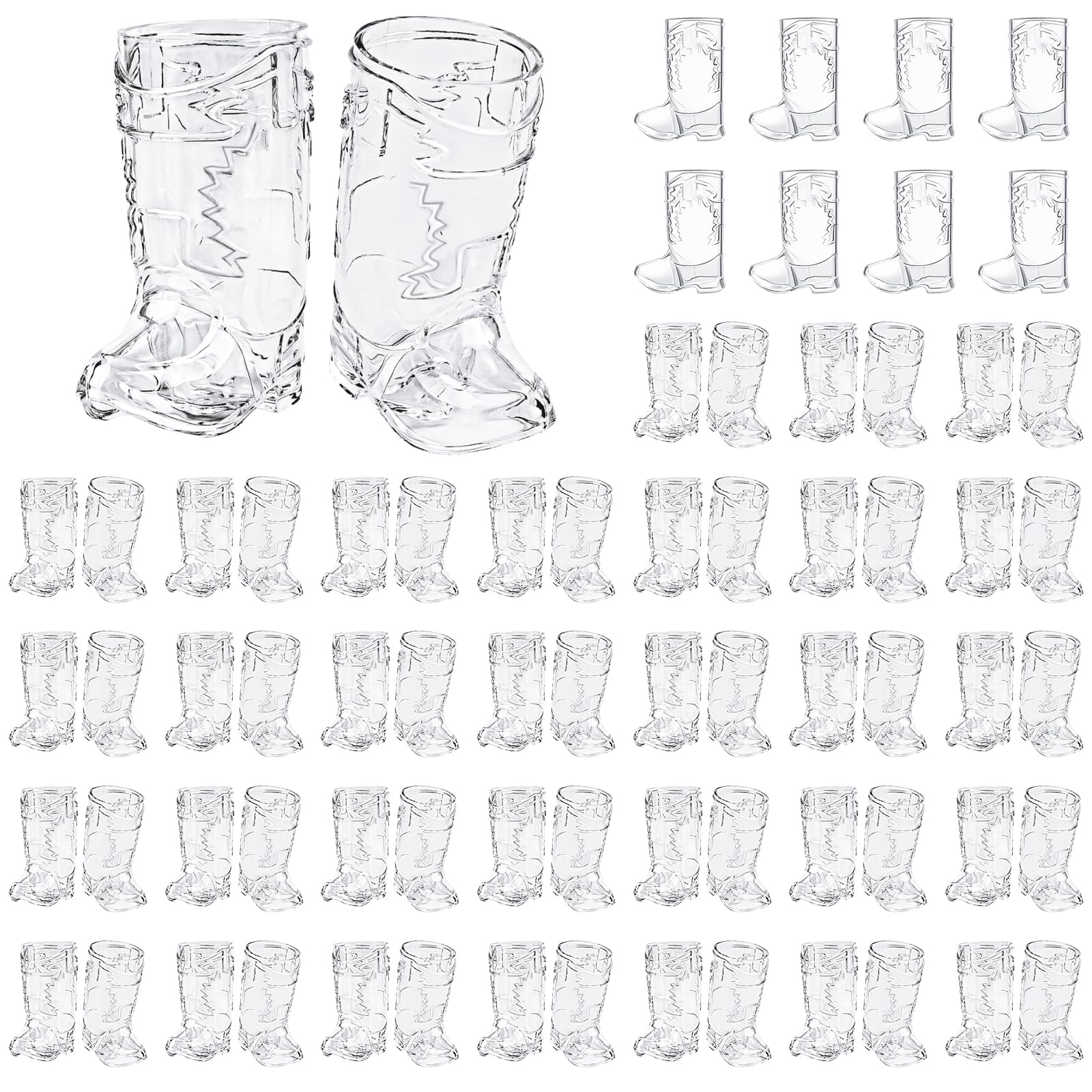 Cowboy Boot Shot Glasses,72 Pcs 1 Oz Mini Plastic Boot Shot Glass, Reusable Plastic Boot Cups for Cowboy Cowgirl Western Theme Party Supplies Bachelorette Birthday Party Favors(Clear)