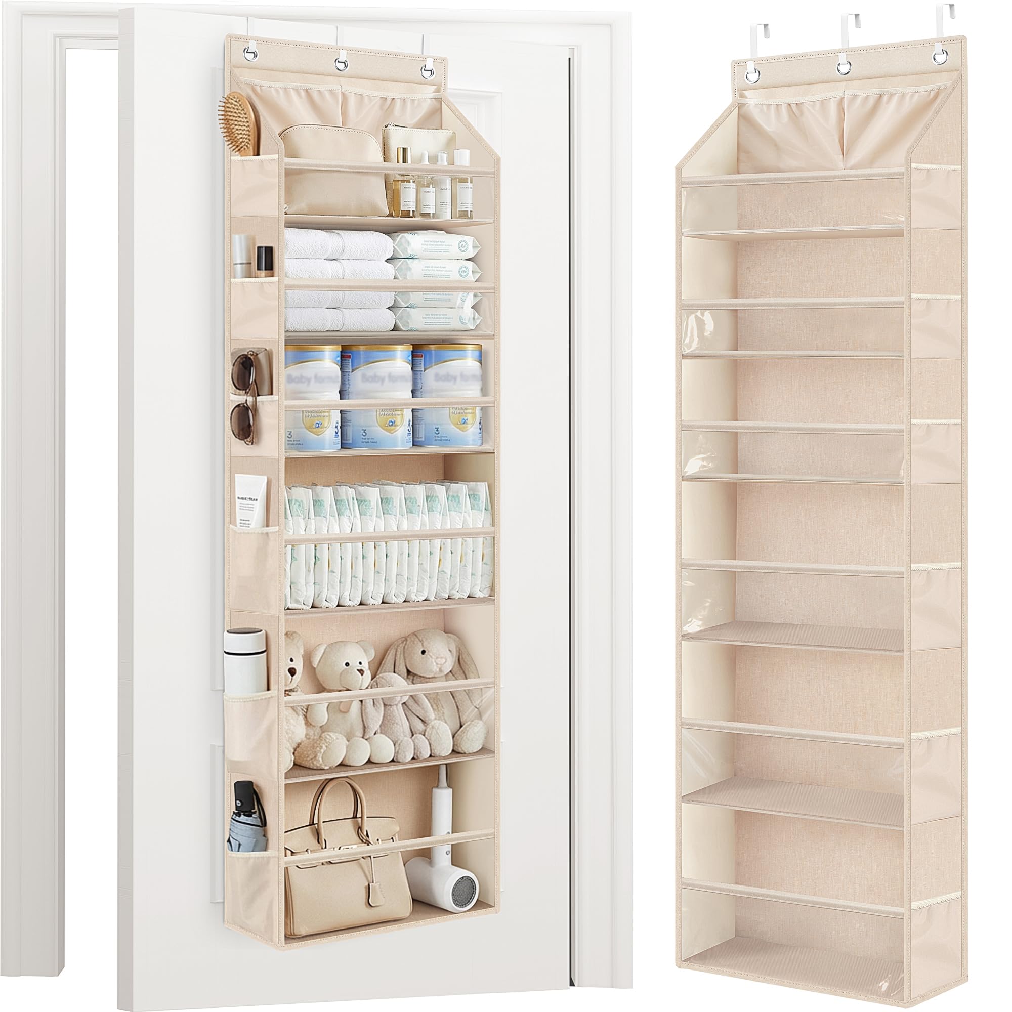 STORAGE MANIAC Over Door Organizer Hanging Shelves Large Clear Deep Pockets