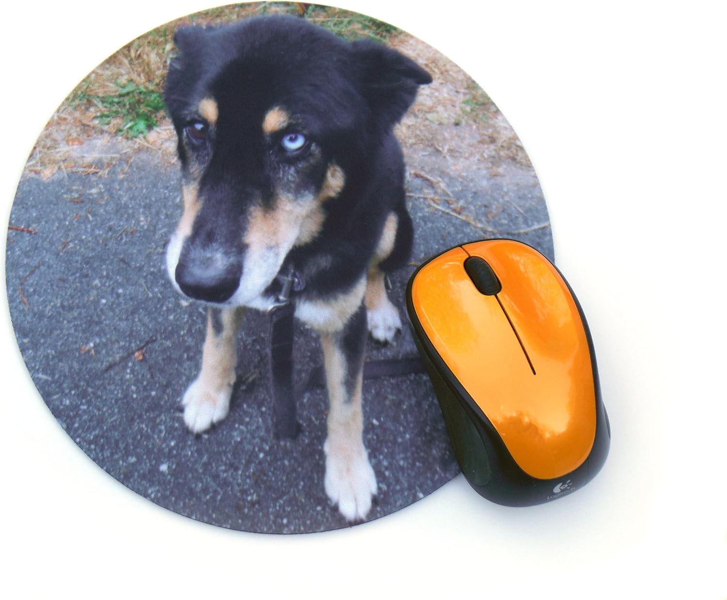 Personalized Mouse Pad - Add Pictures, Text, Logo or Art Design and Make Your Own Customized Mousepad. in a Colorful Polyester Gift Bag (Round Mousepad – White Background)
