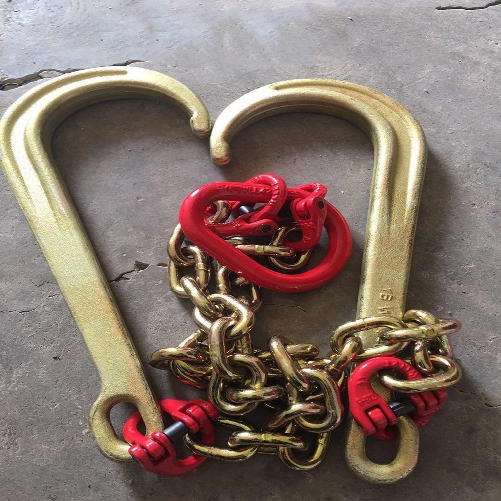 GUODDM Obstacle car J Hooks Towing - 4T/5T Transport Tow Chain, Galvanized Transport Chains, Chain Bridle And Grab Hooks Breakdown car(5TDouble hook)