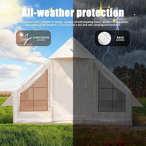 Miniatura 7 de DECHOUS Big Inflatable Tent Tents Camping Oxford Fabric Beige