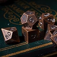 Vista 5 de UDIXI - Juego de dados de 12mm Mini DND, juego de 7 dados de metal poliédricos D&D para juegos de rol (Cobre)