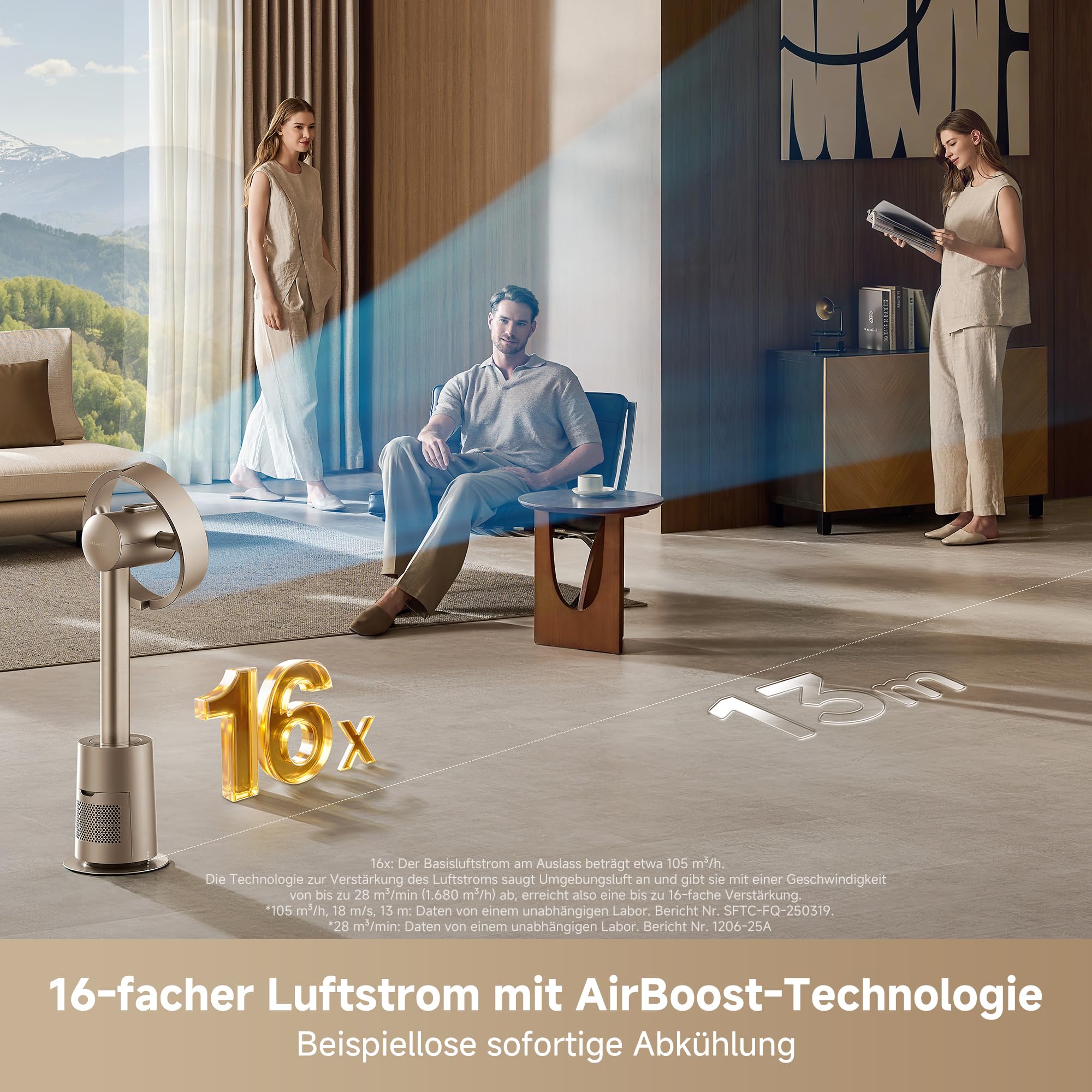dreame MF10 Der flügellose Ventilator mit 270°-Raumluftstrom für die Zirkulation im gesamten Raum, temperaturadaptiver Luftstrom, intelligenter Windstrom, waschbarer Filter