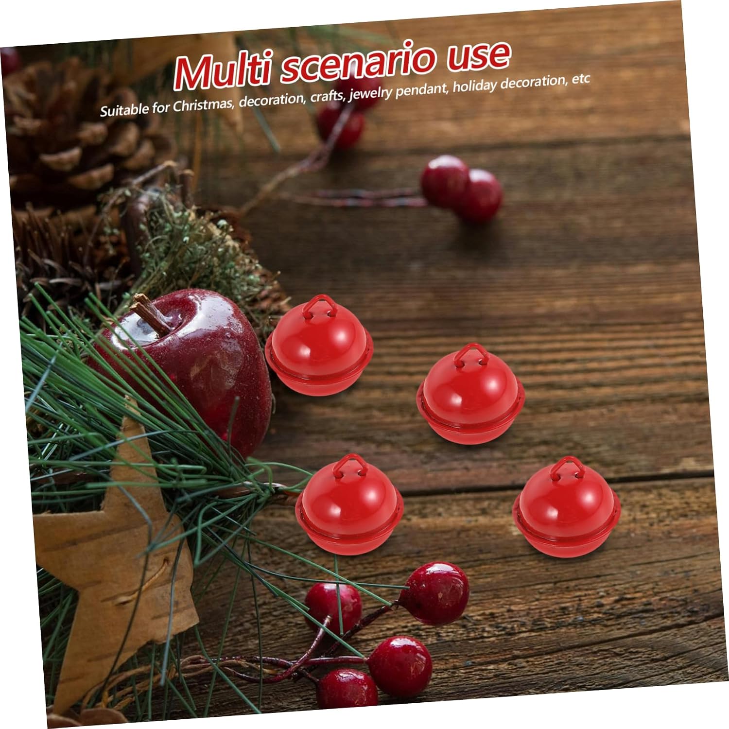 100Pcs Christmas Bells Jewelry Accessories for Crafts Vibrant Red Decorations for Holiday Jewelry Making for Tree Decor Present Packaging and Festive Ornaments