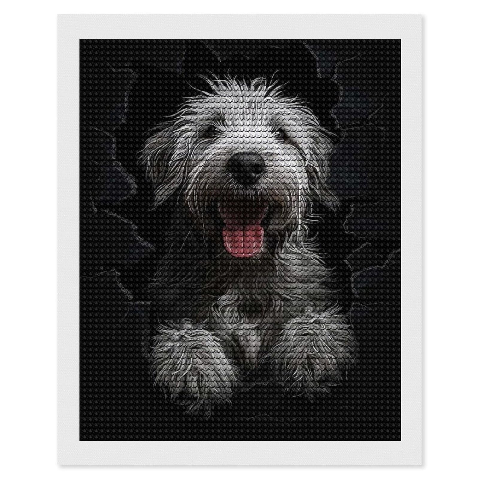 Junmoney Pyrenean Shepherd Diamond Painting Set 16"x20", Holiday Gift Idea, for Creative Relaxation, Fun Craft Experience, Vintage Style Decor