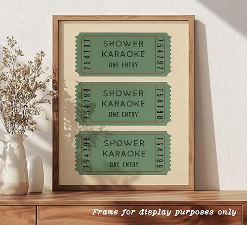 Miniatura 8 de Póster de Karaoke para Ducha, Póster Divertido de Baño, Impresión de Boleto Retro, Arte de Pared Funky, Impresión de Baño Trendy, Apartamento