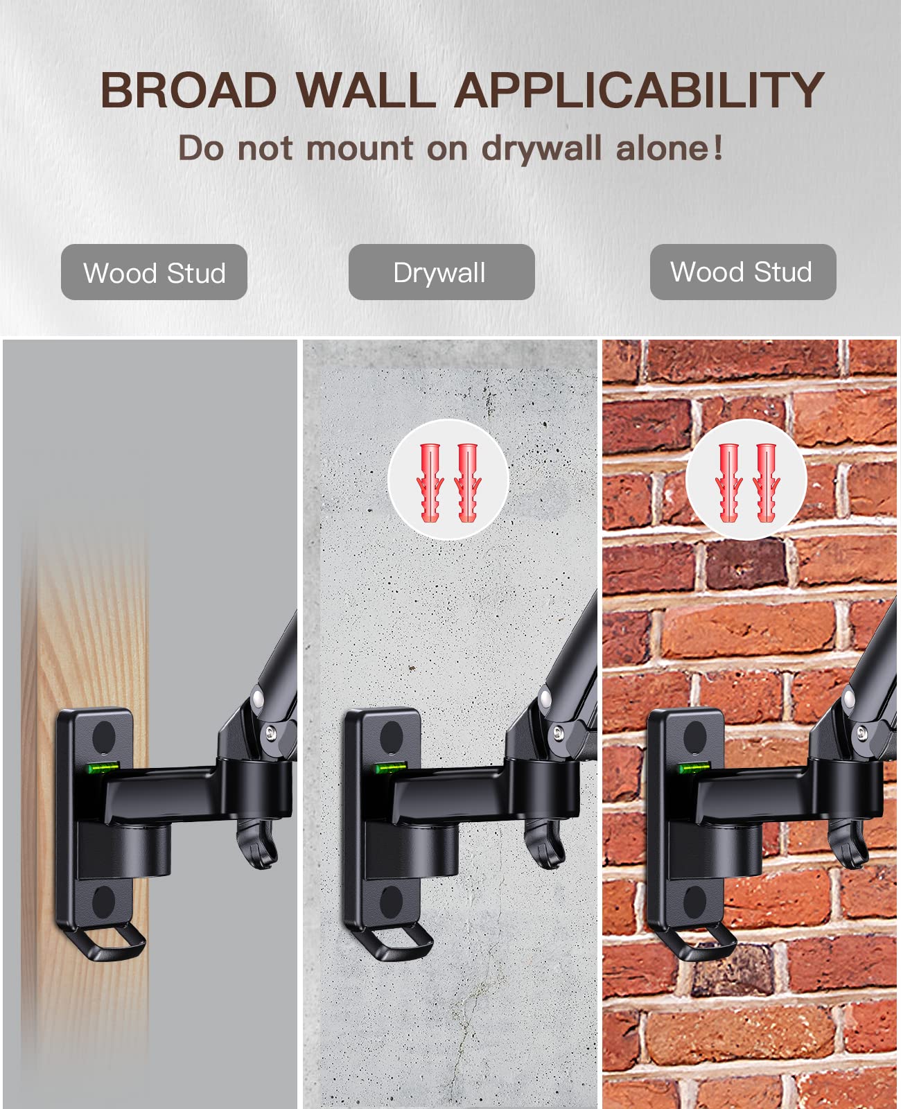 HUANUO TV Monitor Wall Mount for 22”35” Ultrawide Screens, Upgraded Full Motion Monitor Arm